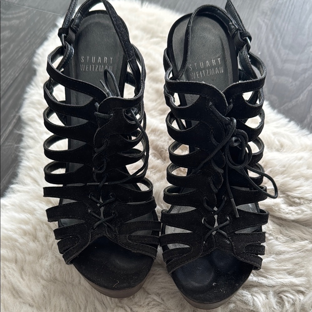 Stuart Weitzman Black Strappy Women's Shoes